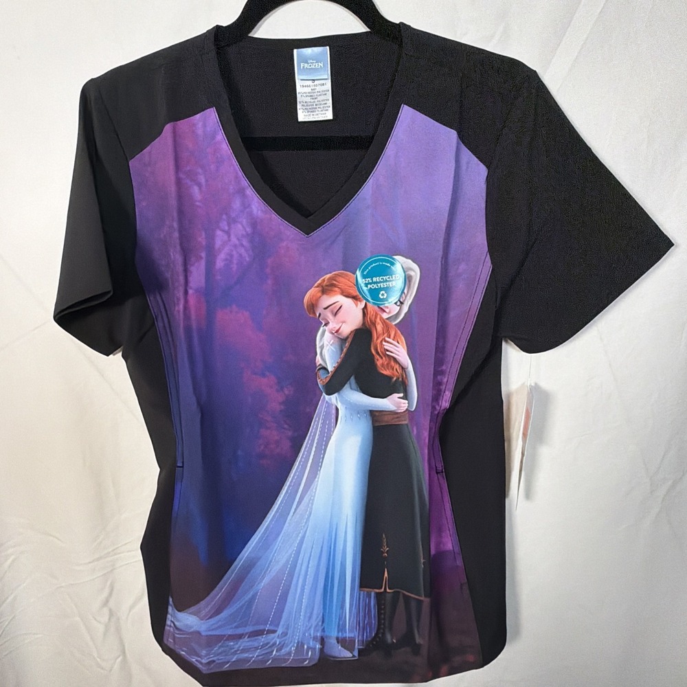Tooniforms by Cherokee Disney Frozen Scrub Top Anna‎ Elsa Size Small NWT